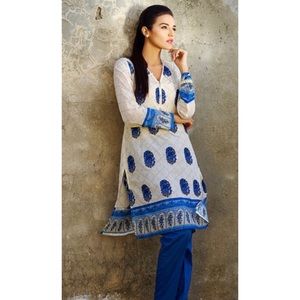 Khaadi Lime Green Lawn Dress with Red Embroidery